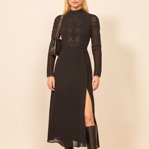 Reformation Black Long Sleeve Dress